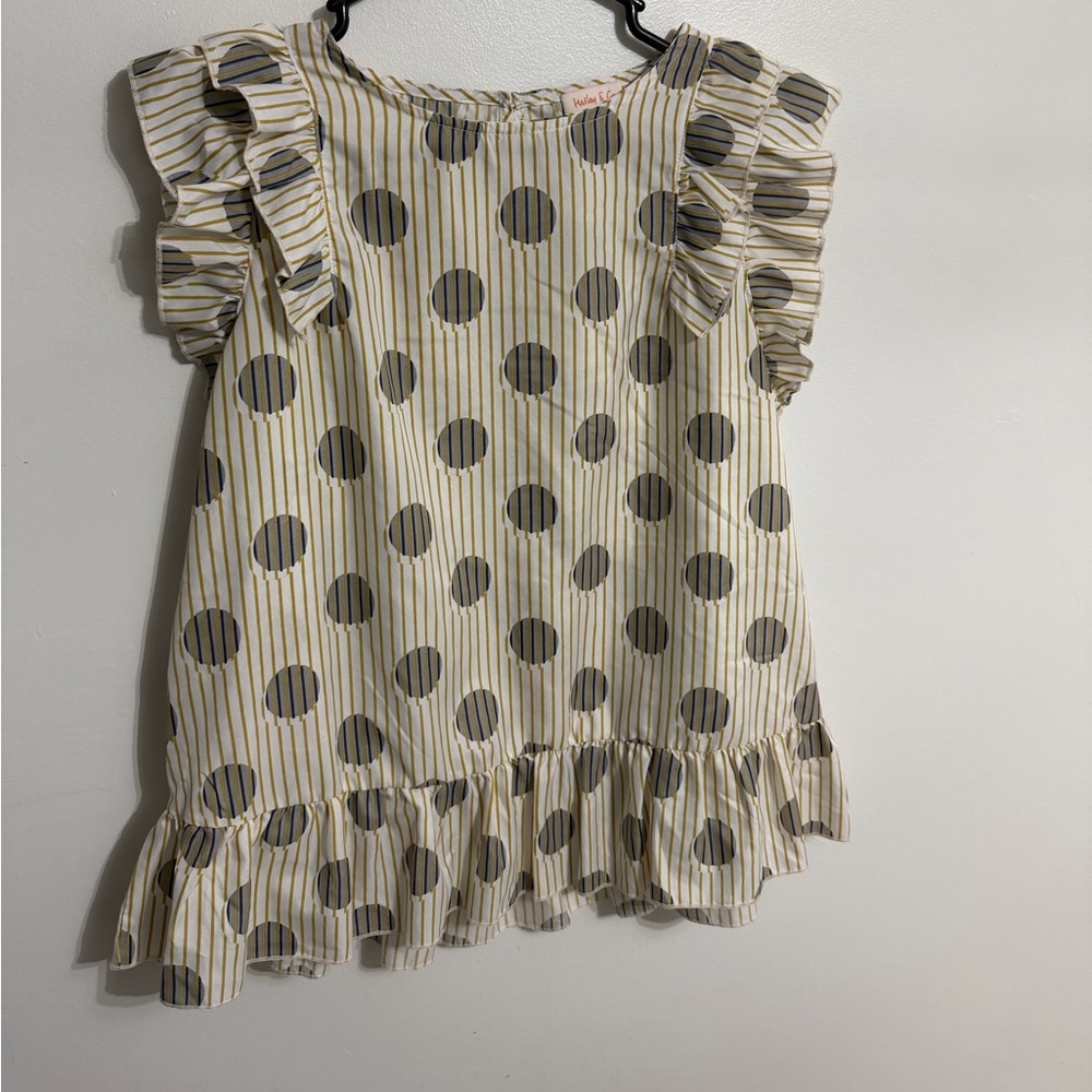 Chic Ruffle Sleeve Polka Dot Blouse